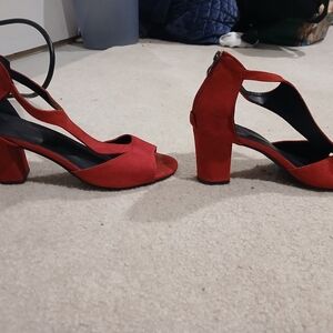 Chic Red Block Heel Sandals